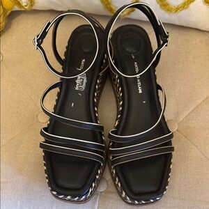 Antonio Melani Black Strappy Sandals with Buckle